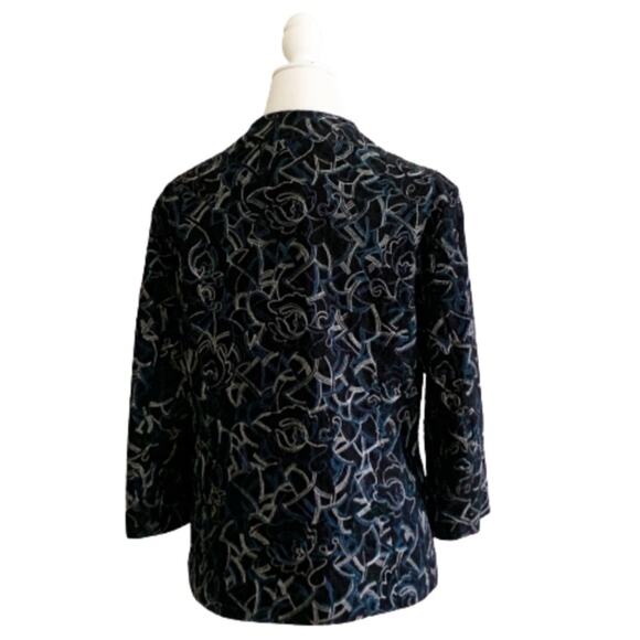 Chico’s Jacket Black Embroidered 3/4 Sleeve Open Front Jacket Blazer Size Medium - Picture 5 of 11